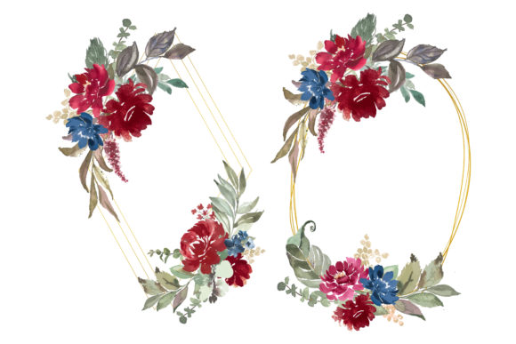 Elevating Brand Aesthetics with Burgundy Golden Glatter Backgrounds and Watercolor Florals
