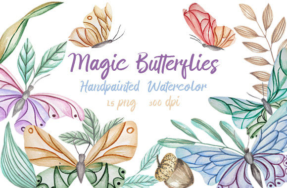 Elevating Design with Clipart Butterflies Leaves Watercolor