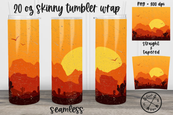 Elevating Sublimation Projects with Western Retro Sunset Desert Tumbler PNG Designs