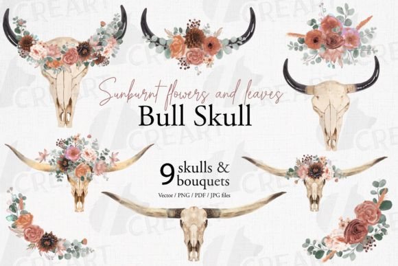 Evaluating the Sunburnt Flowers Eucalyptus Bull Skull Design Collection for Creative Projects