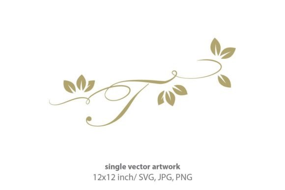 Gold Leaf Autumn Script Letter T