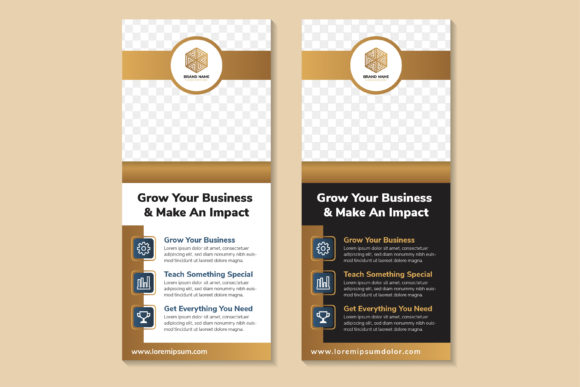Grow Your Business Vertical Banner Brown: A Strategic Design Asset for Modern Branding