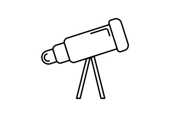 Outline Telescope Silhouette Icon: A Minimalist Design Asset