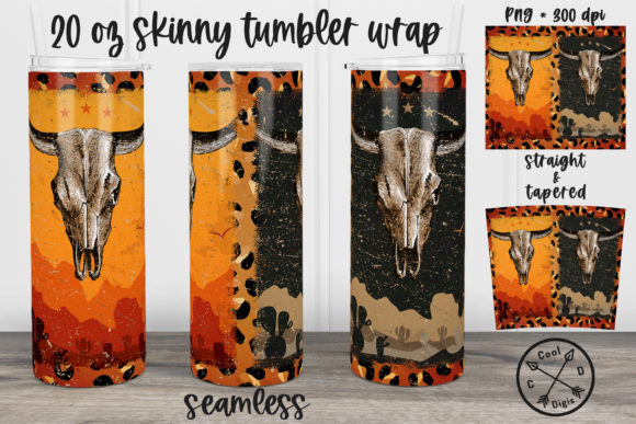 Western Bull Skull Desert Retro Tumbler: Elevate Your Sublimation Projects with High-Quality Digital Designs